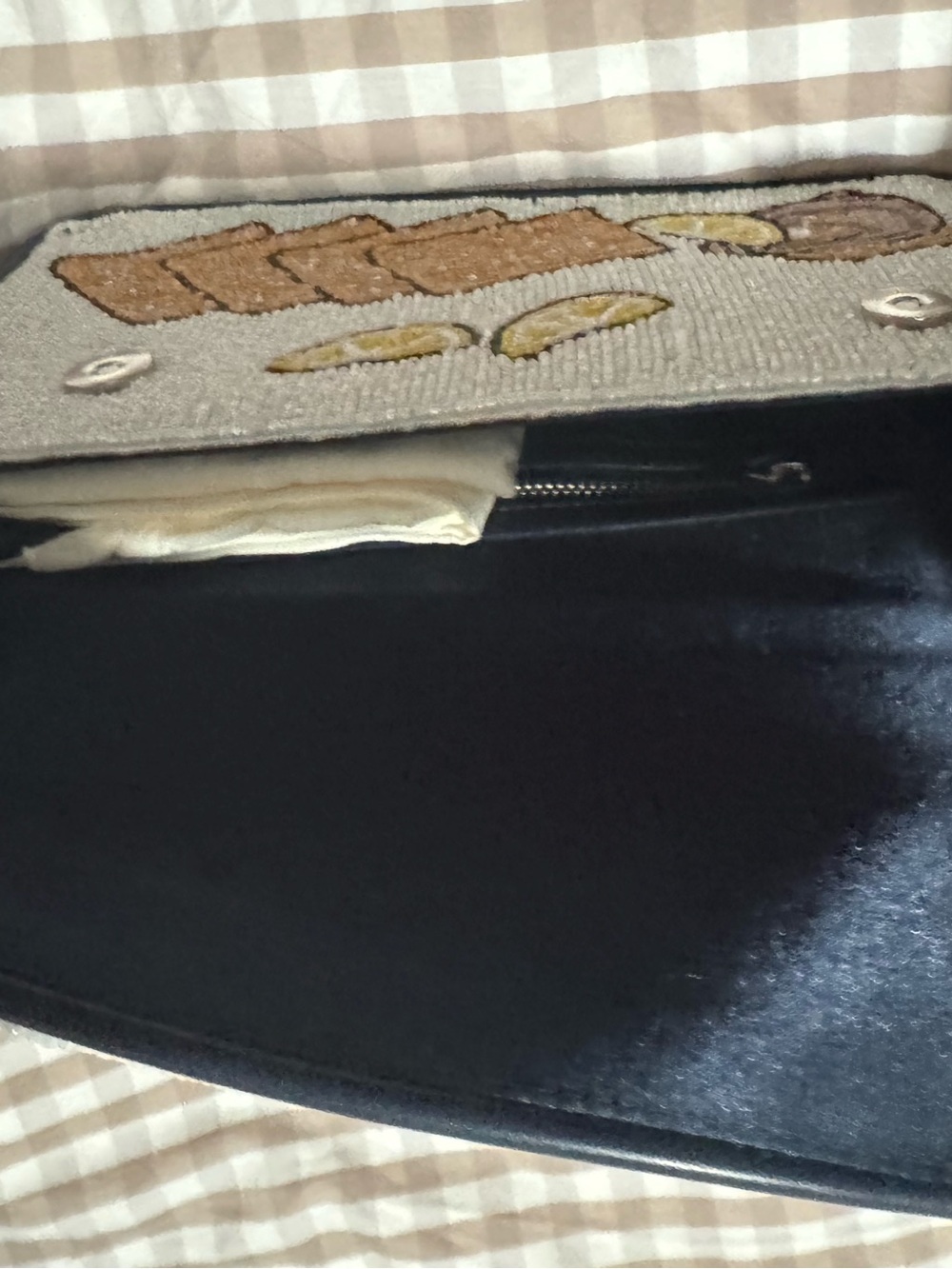 STAUD White Beaded "Stautine Crackers" Shoulder Bag with Blue Lettering - Picture 8 of 8